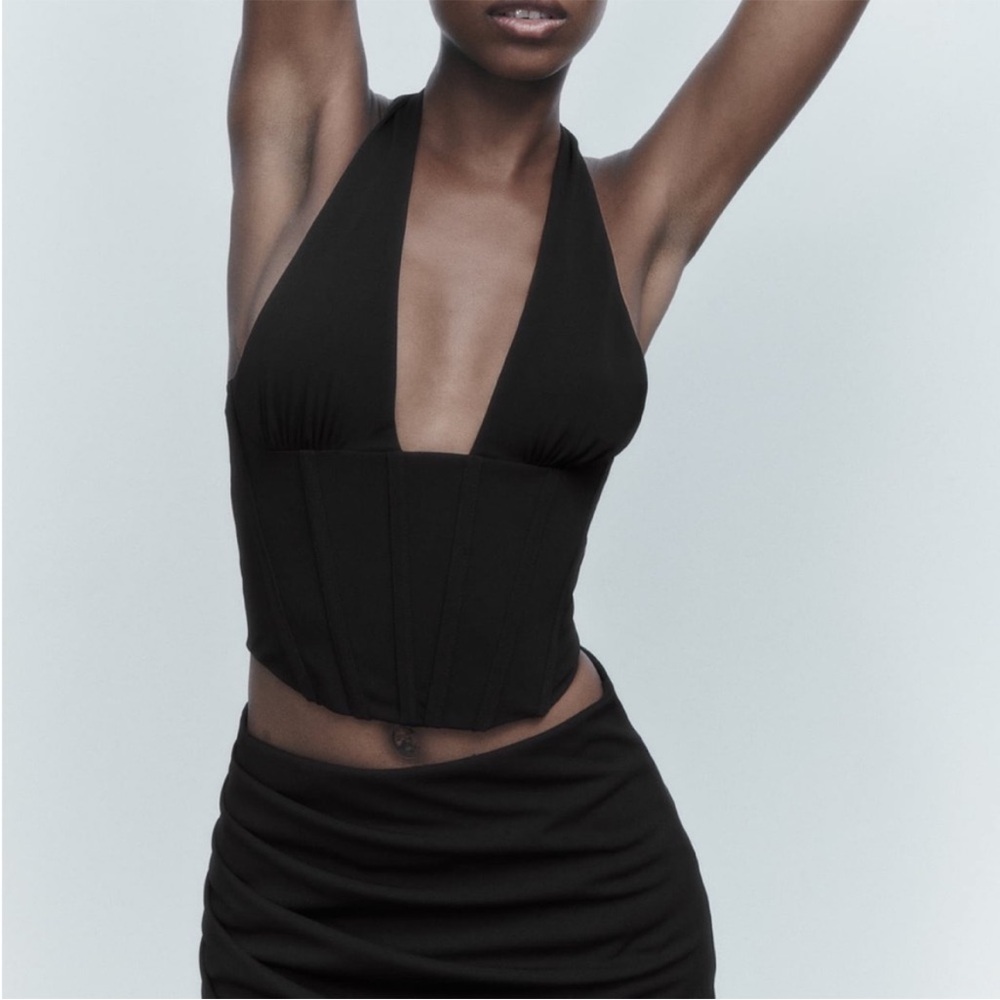 Black bustier Halter crop Corset Top never worn